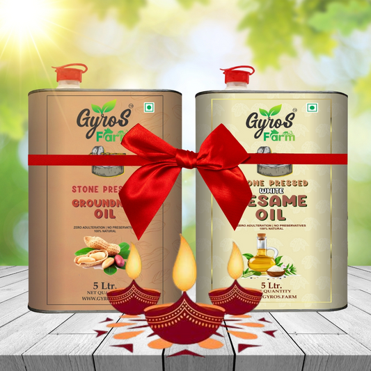 Stone Cold Pressed Groundnut and Sesame Oil Combo | 5L + 5L | zero Adulteration | Sieve Filtered