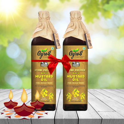 Black Mustard Stone Cold Pressed Oil Combo | zero Adulteration | UnFiltered | 1L + 1L | Glass Bottles