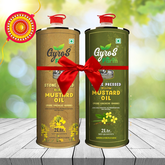 Stone Cold Pressed Yellow and Black Mustard Oil Combo | 2L + 2L | zero Adulteration | Sieve Filtered