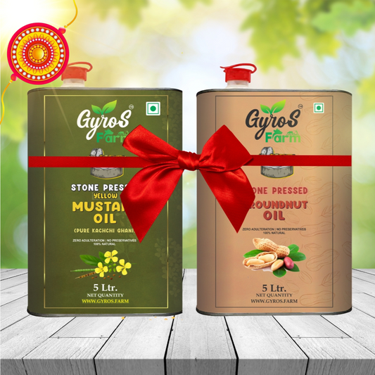 Stone Cold Pressed Yellow Mustard and Groundnut Oil Combo | 5L + 5L | zero Adulteration | Sieve Filtered