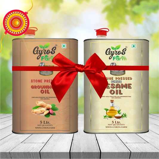 Stone Cold Pressed Groundnut and Sesame Oil Combo | 5L + 5L | zero Adulteration | Sieve Filtered