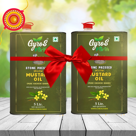 Stone Cold Pressed Yellow Mustard Oil Combo | 5L + 5L | zero Adulteration | Sieve Filtered