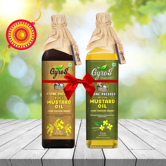 Stone Cold Pressed Black Mustards and Yellow Mustard Oil | 1L + 1L | Zero Adulteration| Unfiltered | Glass Bottle