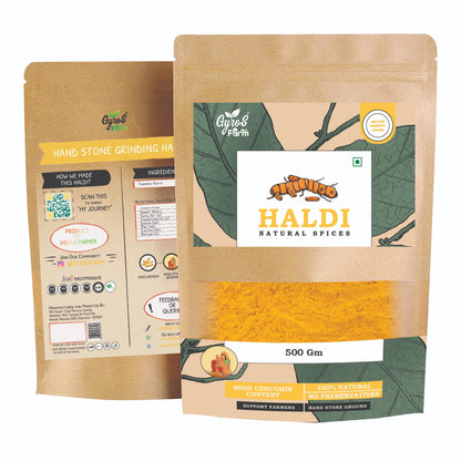 Hand Stone Grounded Haldi | Turmeric Powder | High Curcumin Content | Unprocessed | Chemical free