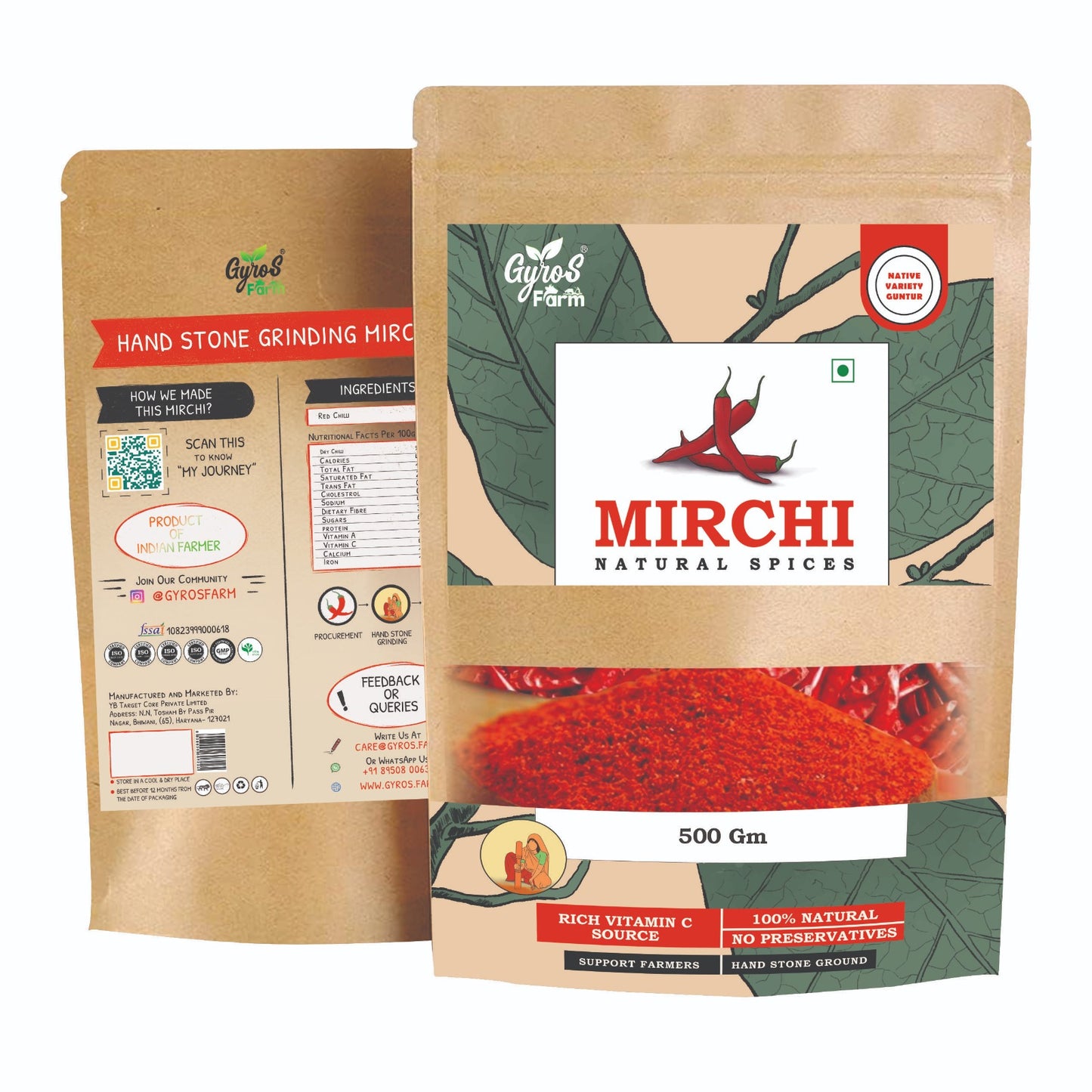 Mirchi Powder (Lal Mirch)  | Naturally Processed | 100% Natural | Sourced From Guntur | Made with Sun-Dried Chilies