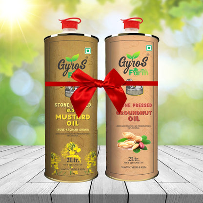 Stone Cold Pressed Black Mustard and Groundnut Oil Combo   | 2L + 2L  | Zero Adulteration| Sieve Filtered