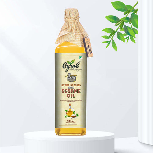 Stone Pressed White Sesame Oil - 500ml Glass Bottle